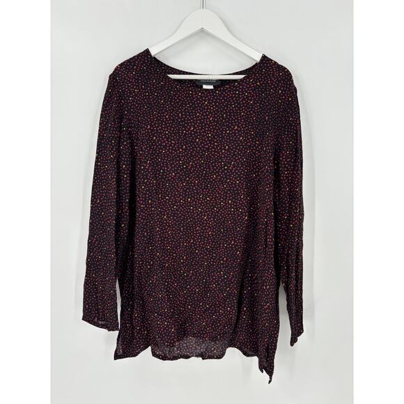 Chelsea Jones Vintage Blouse Womens 18 Black Red Polka Dot Long Sleeves Rayon - Picture 1 of 16